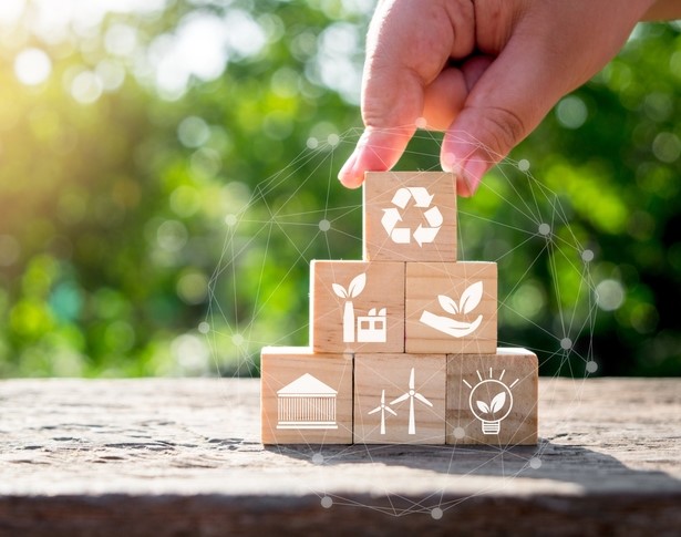 Esg,Concept,Of,Environmental,,Man,Hand,Holding,Wooden,Cube,Block